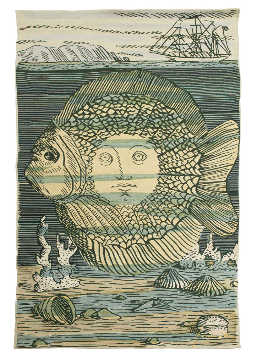 'aprile' tapestry from the series 'dodici mesi dodici soli', one-off piece, 2010. hand-knotted wool and silk. 91 x 152 cm.