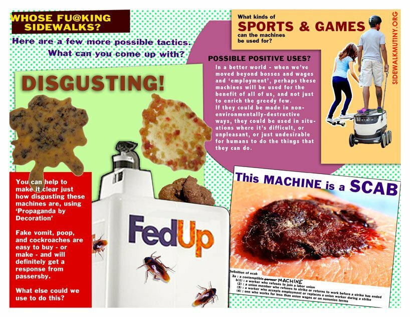 creative tactics against autonomous delivery machines, to reclaim public spaces from corporate takeover