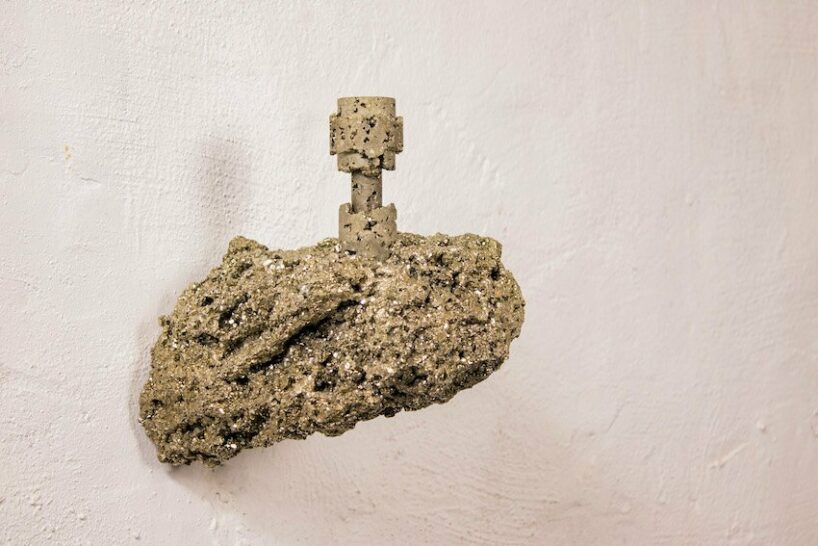 abra candelabra pyrite. 2021. metal segments brass. 210 x 145 x 240 mm