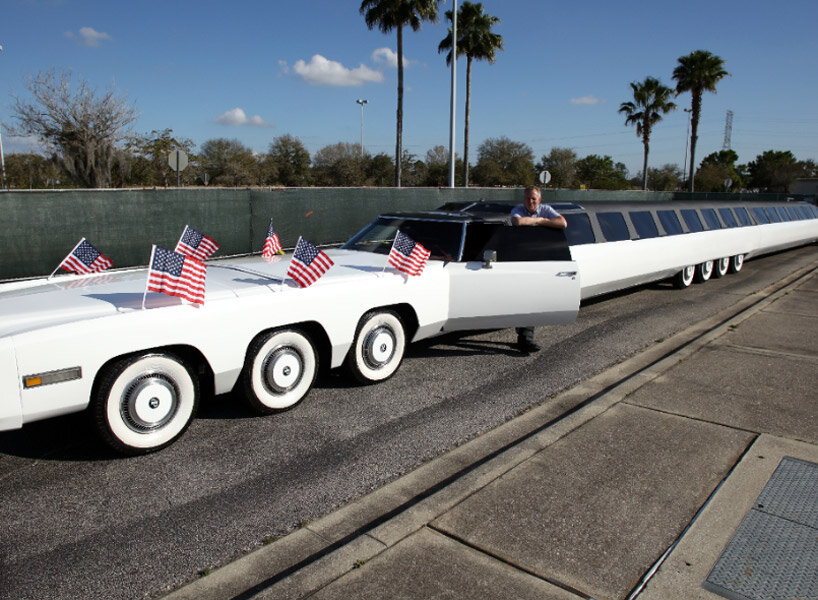 100-feet world’s longest car complete with a swimming pool, golf course, and helipad