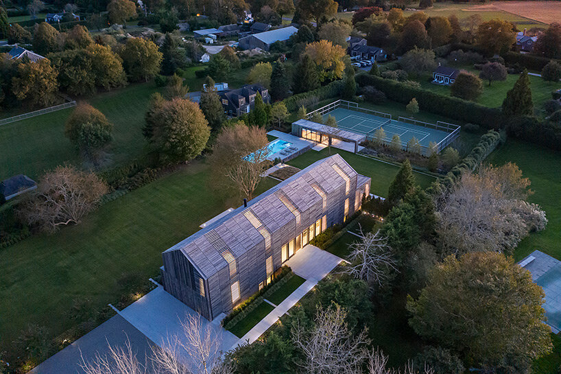 birdseye's lathhouse in the hamptons references traditional gabled farm