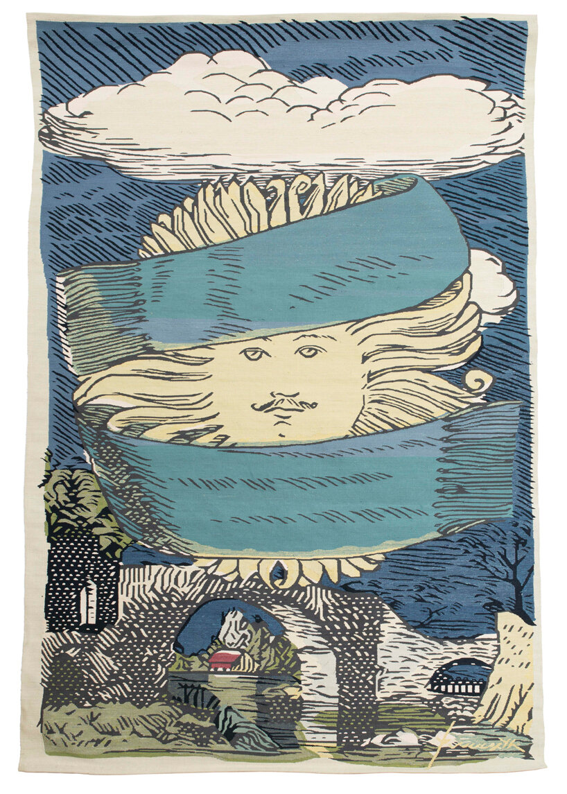 'gennaio' tapestry from the series 'dodici mesi dodici soli', one-off piece, 2010. hand-knotted wool and silk. 91 x 152 cm.