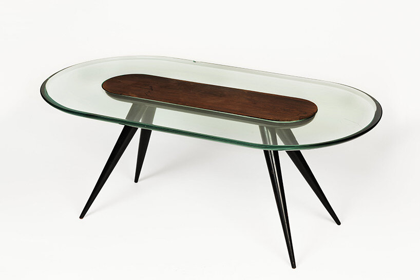 Pietro Chiesa, Coffee Table, late 1940s, glass and rosewood, 38.1x97.8x50.2 cm, Fontana Arte, Brooklyn Museum, Gift of the Italian Government