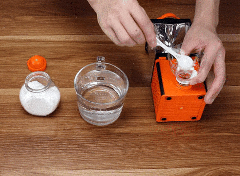 eco-lantern litepulse lights up just by adding salt and water