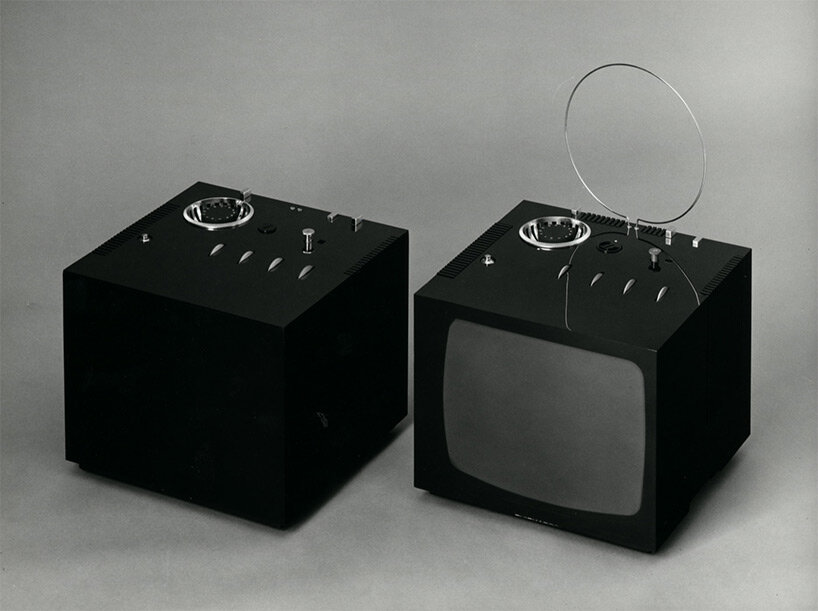 marco zanuso, black TV, brionvega, 1969, turned off and on. brionvega archive. image by aldo ballo.