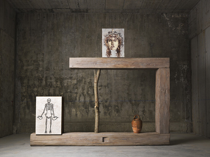 andrea branzi totem-like grandi legni sculptures safeguard milan's nilufar depot