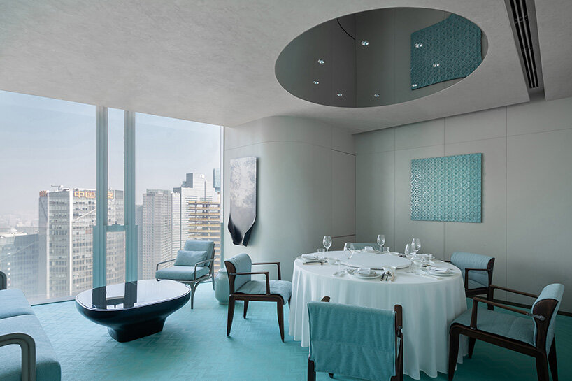 cyan-infused dining room