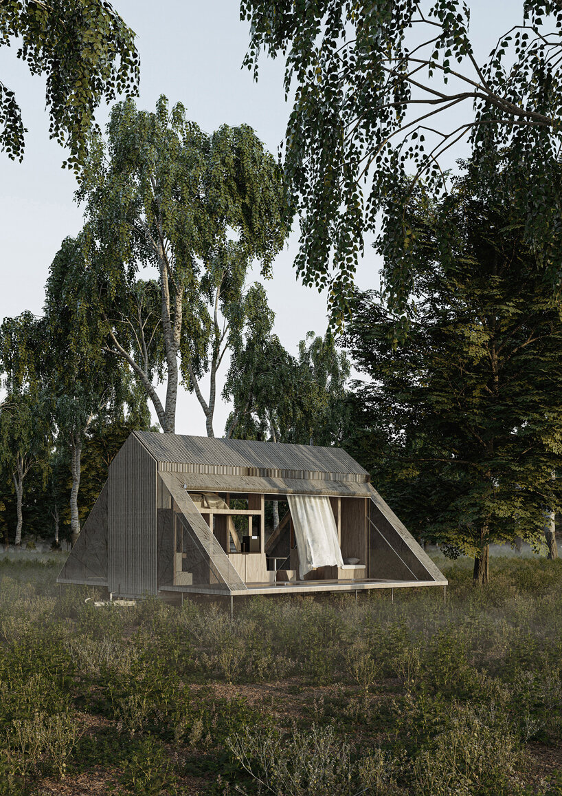 this adaptable cabin concept by atelier fasea folds open in summer - 6