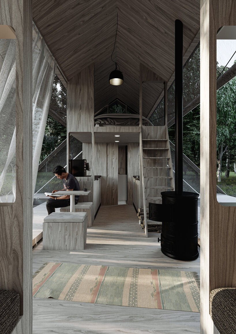 this adaptable cabin concept by atelier fasea folds open in summer - 1