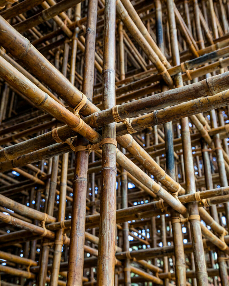 watch VTN’s intricate bamboo welcome center filter sunlight with its sculptural vaulting