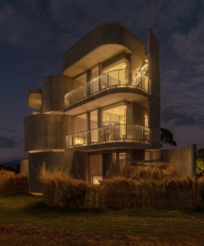 the 'wandering walls' retreat at nighttime