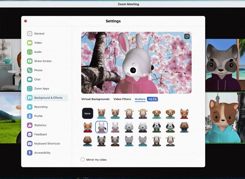 zoom launches ‘avatars’ so users can be a virtual animal in meetings
