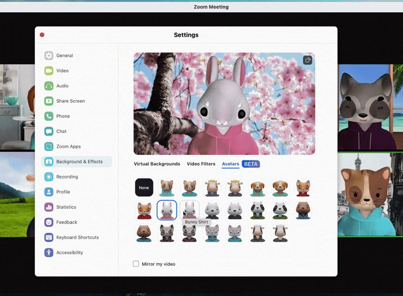 zoom launches ‘avatars’ so users can be a virtual animal in meetings