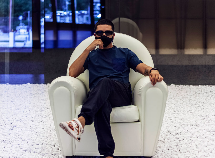 Artist Felipe Pantone adds pixelated patterns to Poltrona Frau’s Archibald armchair