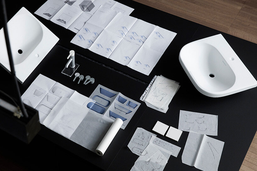 an extensive series of drawings and studies on the desk in Toan Nguyen’s studio in Milan show the long design process that led to the creation of LUA. Picture by Mattia Balsamini