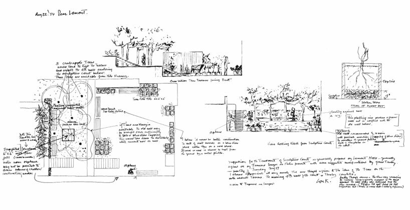 1954 Letter concerning treatment of sculpture court Yale University Art Gallery, New Haven, Connecticut / ink on tracing paper