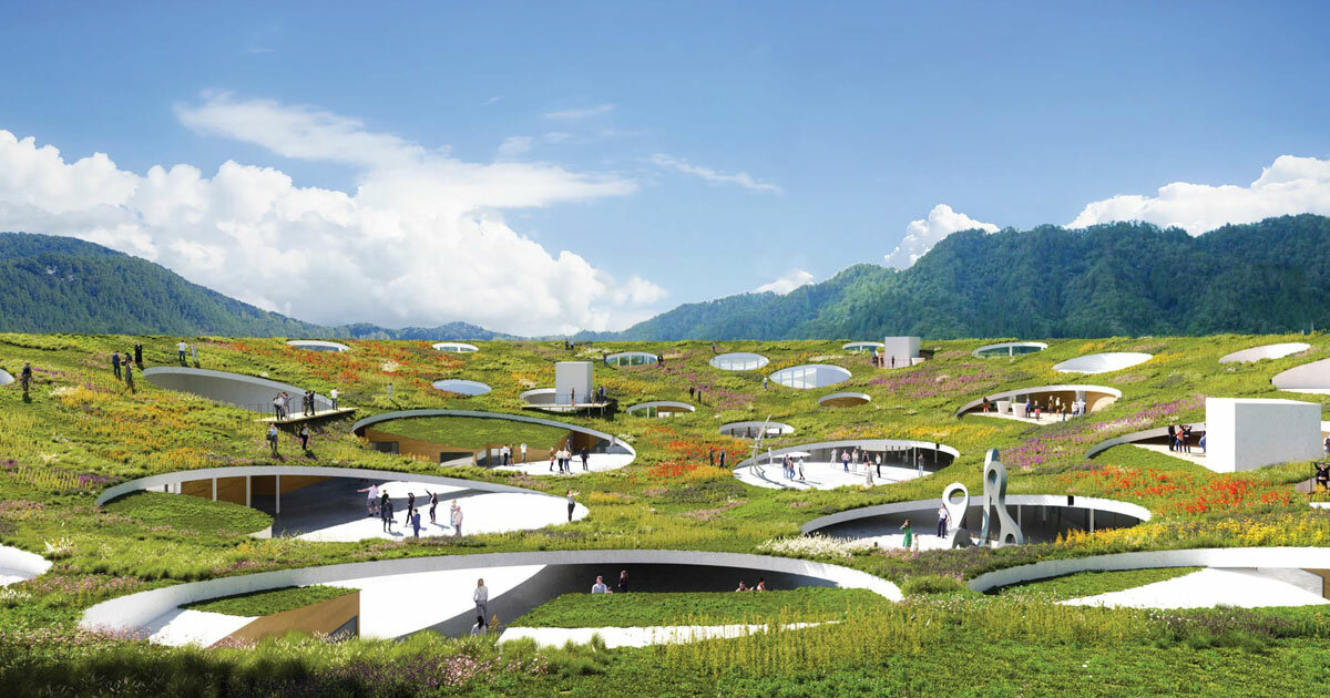 sou fujimoto designs bowl-shaped plaza for community center in hida