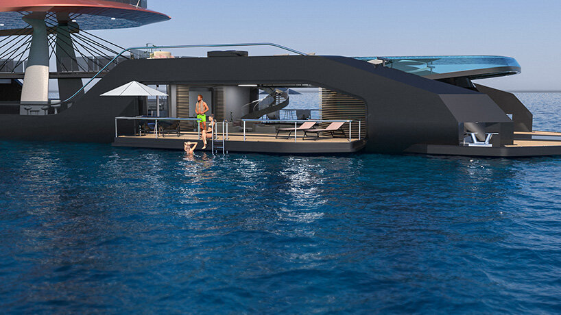 the ZION superyacht concept by bhushan powar design has a giant glass eye