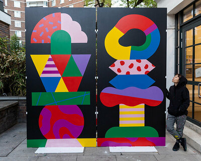 camilla falsini turns iris ceramica group slab into memphis-inspired painting