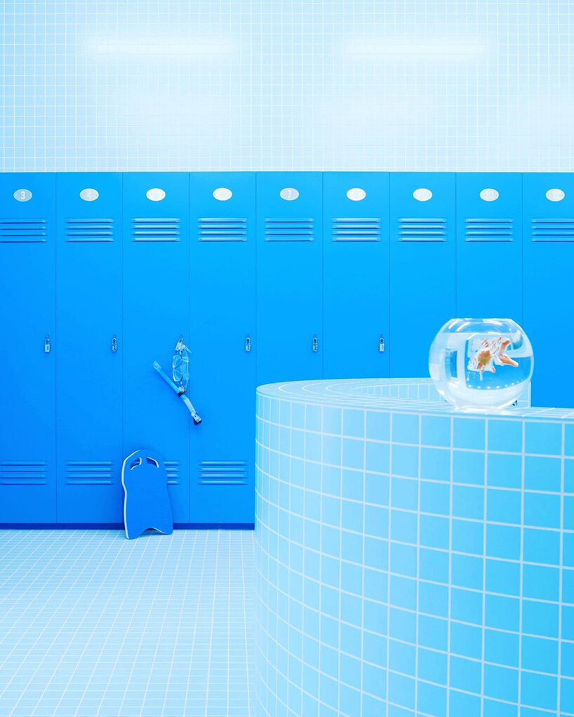 jacquemus creates a surreal blue version of his bathroom in selfridges london - 2