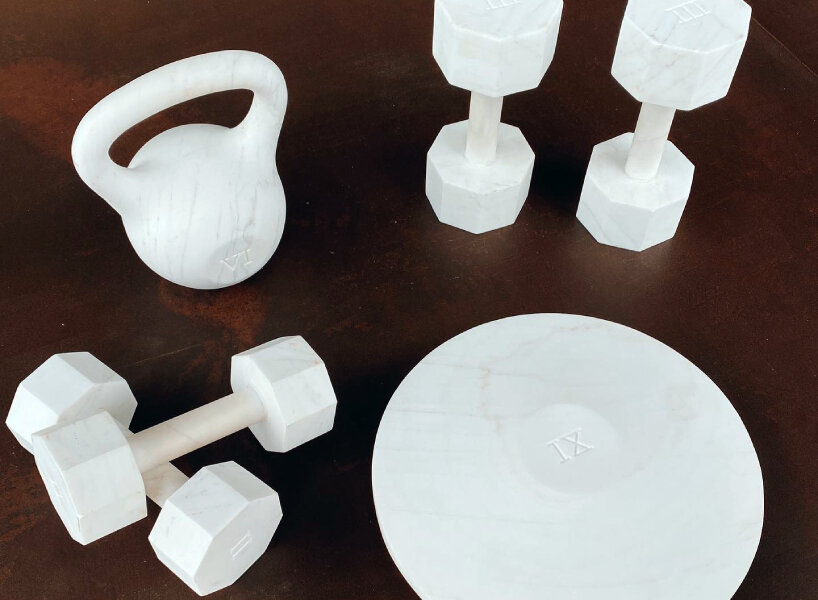 alessandro zambelli and seletti unveil fitness equipment made entirely of marble