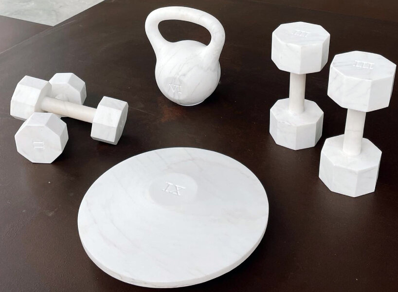 alessandro zambelli and seletti unveil fitness equipment made entirely of marble