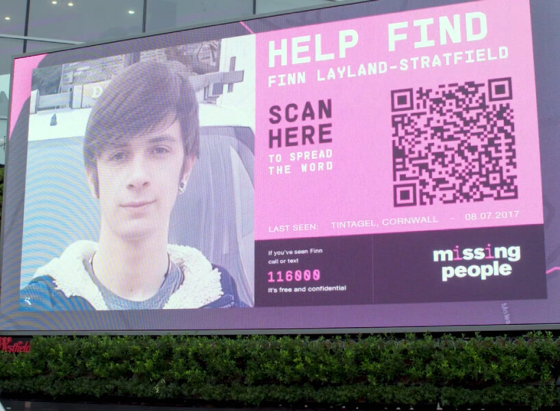 animated billboards of missing people in the UK hope for a faster search