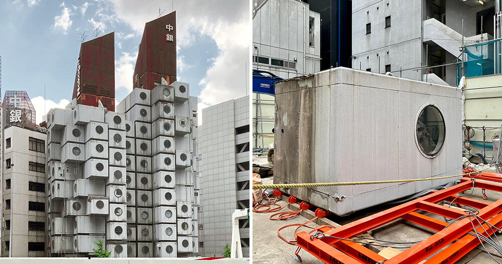 capsules of nakagin tower fly for first time in 50 years, headed to museums across world