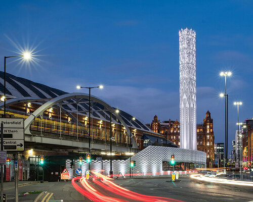 tonkin liu’s tower of light is a flue-enclosing structure in manchester city