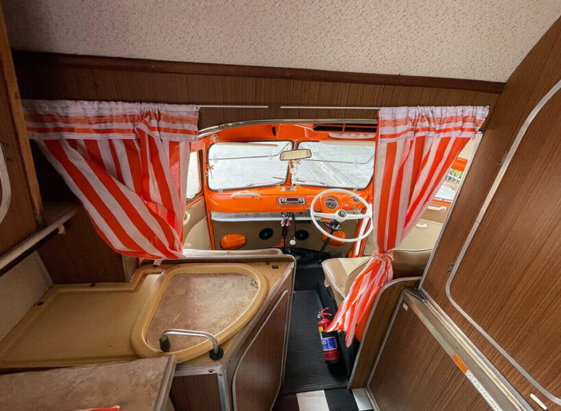 this rare 1975 volkswagen bus equipped with two-liter type 4 engine and split windows is on sale