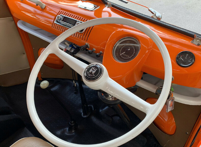 this rare 1975 volkswagen bus equipped with two-liter type 4 engine and split windows is on sale