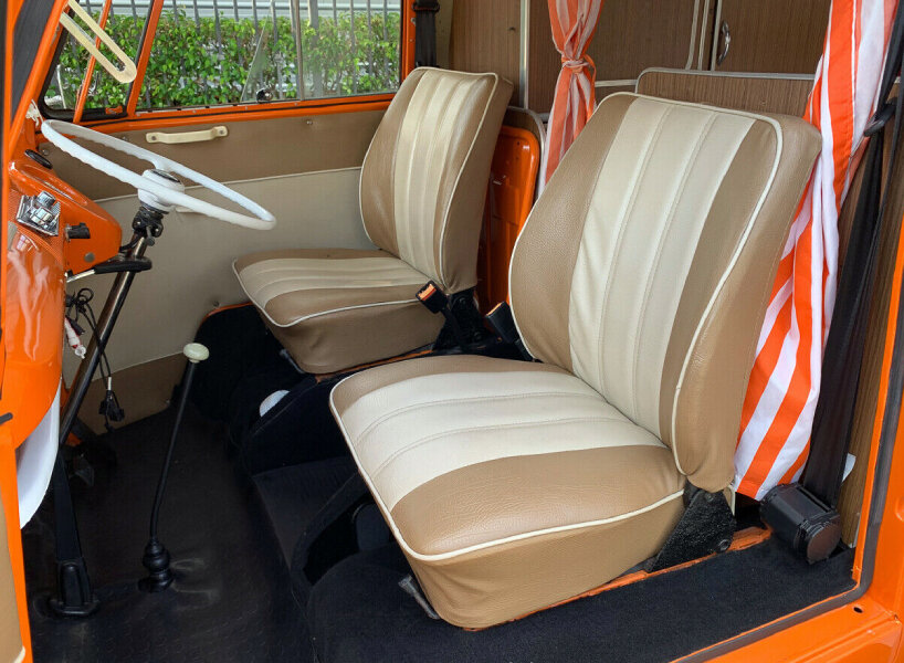 this rare 1975 volkswagen bus equipped with two-liter type 4 engine and split windows is on sale
