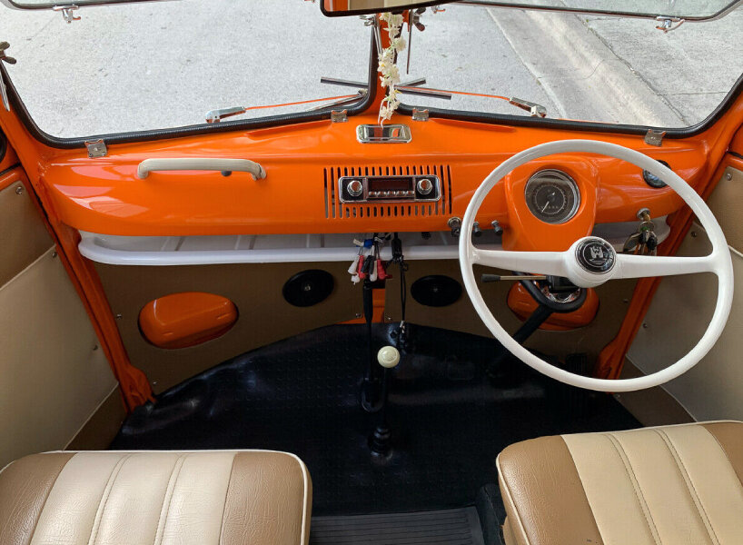 this rare 1975 volkswagen bus equipped with two-liter type 4 engine and split windows is on sale