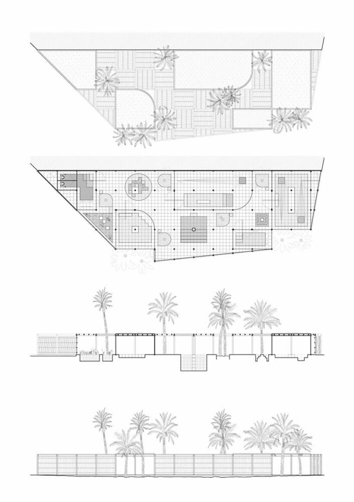 floor plan and roof layouts and sections