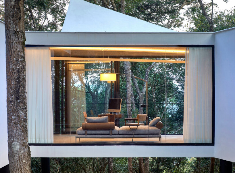 casa açucena rises fifteen meters from the ground and lives within a forest in brazil