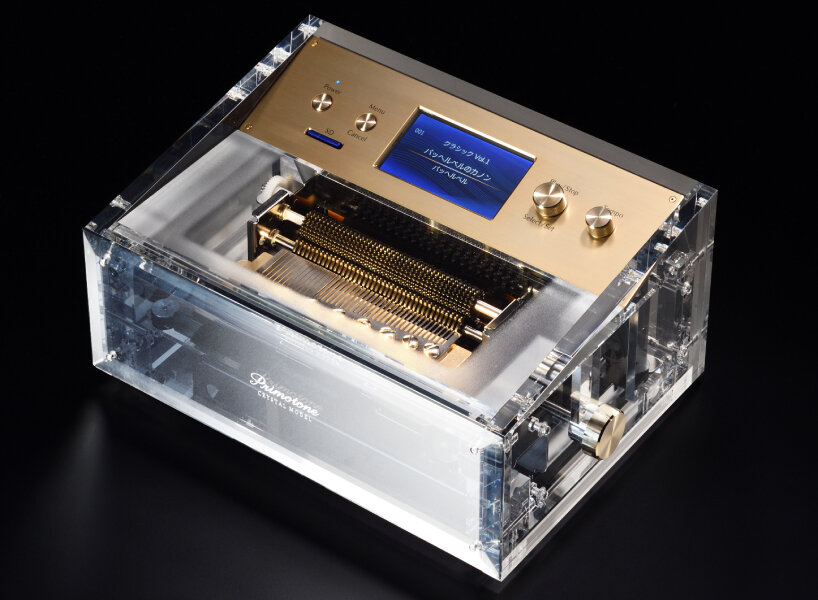 grand orgel plays using a music box, a fusion of acoustic and electronic  piano