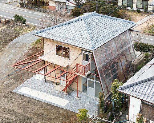 katsuhiro miyamoto renovates japanese orchard outhouse using seismic reinforcements
