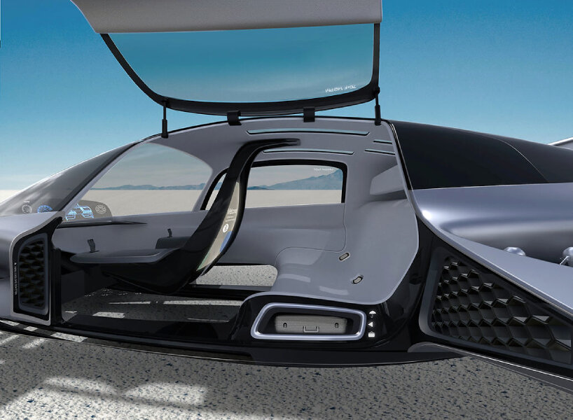 eVTOL LEO coupe is a jet turbine-propelled, 3-seater flying car