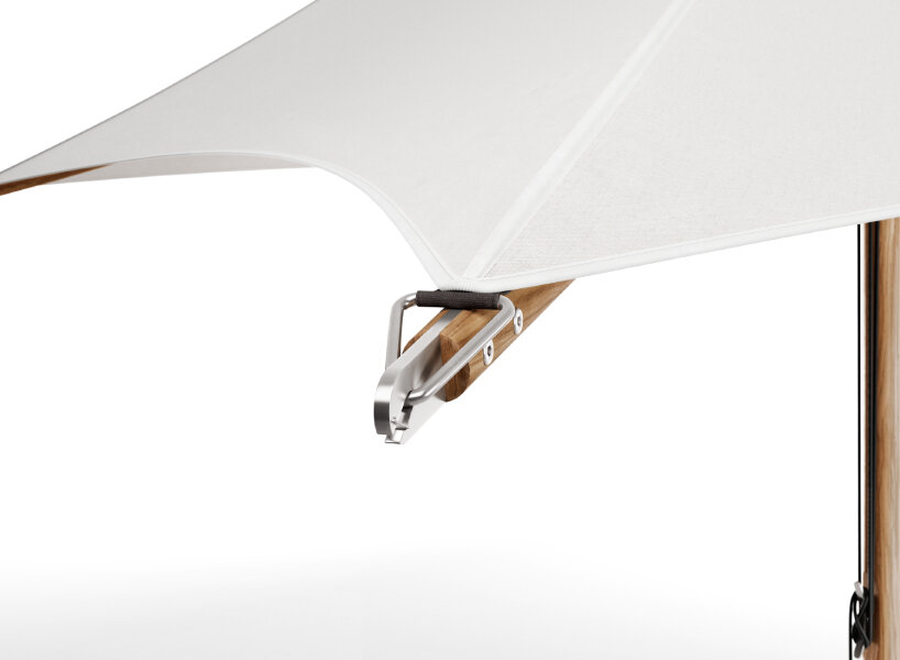 wooden parasol ‘paladin’ designed with a mini skylight on top