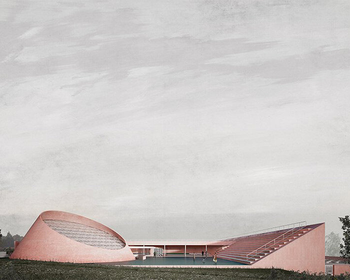 pink arts building proposal for greek college references ancient gymnasium typology