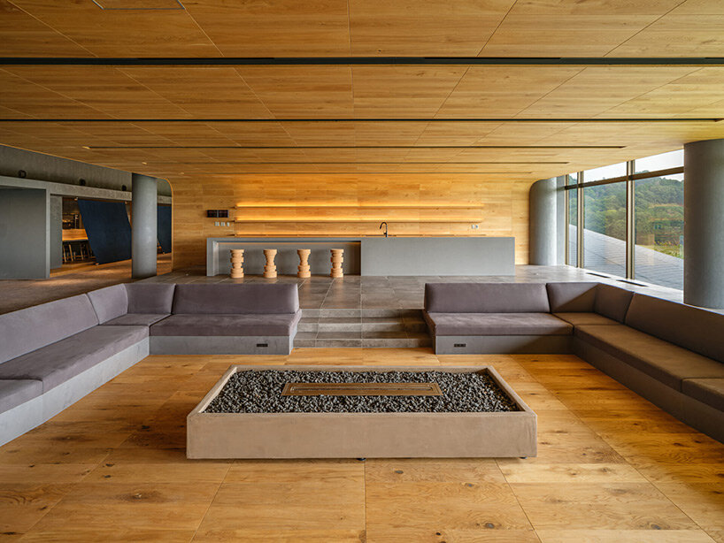 spherical saunas and indirect lighting evoke tranquility within kubo tsushima’s spa in japan