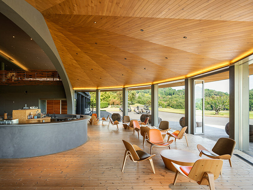 spherical saunas and indirect lighting evoke tranquility within kubo tsushima’s spa in japan