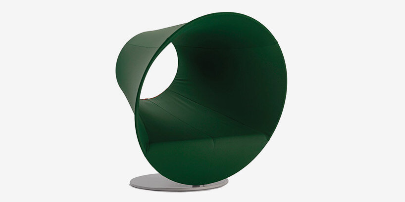 sculptural cone-shaped chair by emanuele magini doubles as comfortable bed
