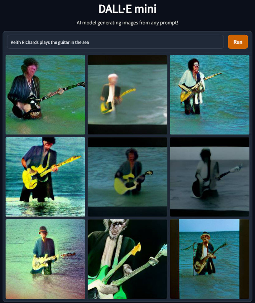 Keith Richards plays the guitar in the sea
