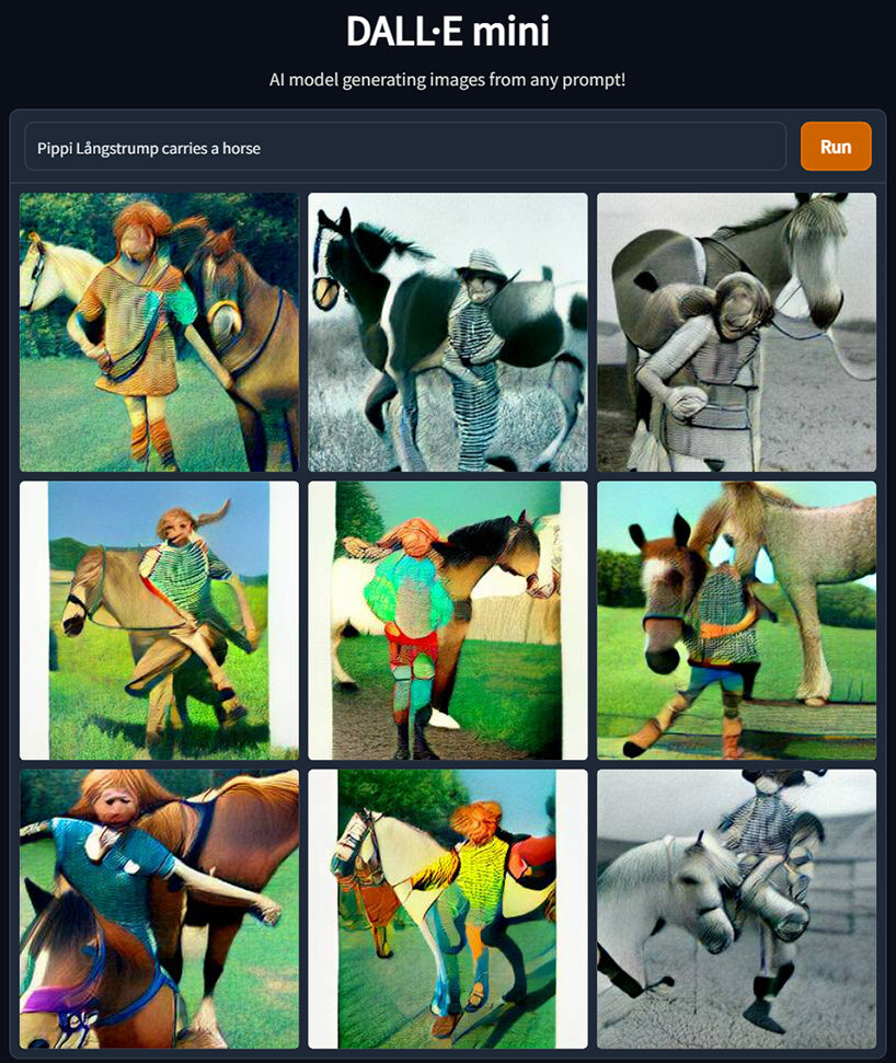 Pippi Långstrump carries a horse
