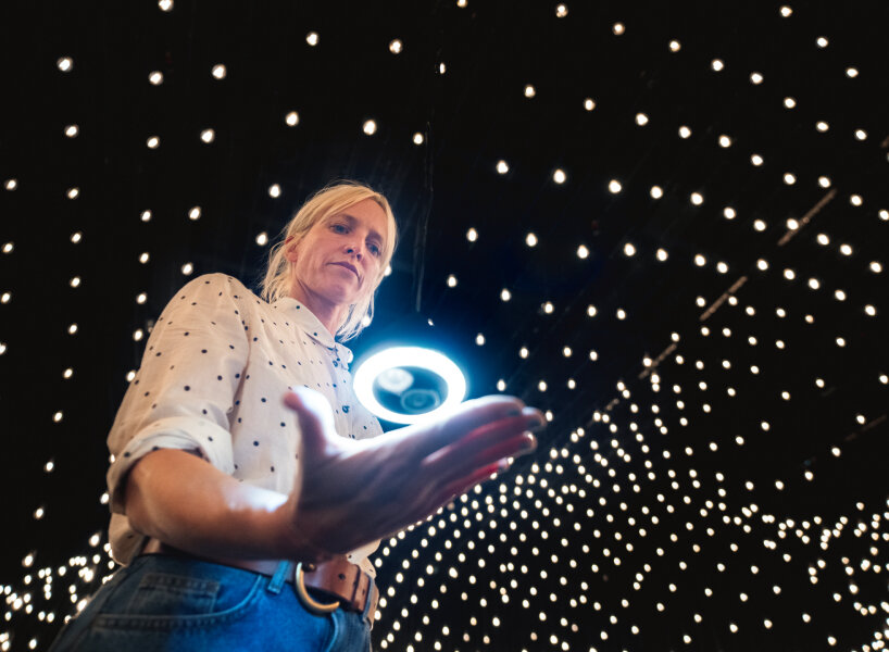 rafael lozano-hemmer's light installation in design miami/basel changes by recording people’s heartbeats