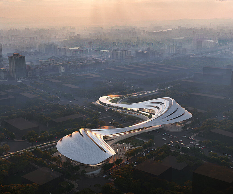 zaha hadid's winning entry for jinghe echoes eroded river valley