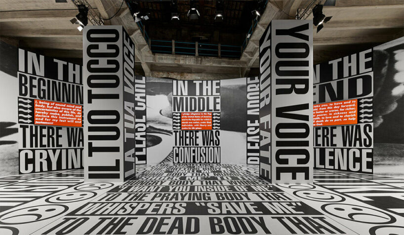 Barbara Kruger, installation view, 59th international art exhibition of La Biennale di Venezia, The Milk of Dreams, curated by Cecilia Alemani, 2022. photo by Maris Mezulis