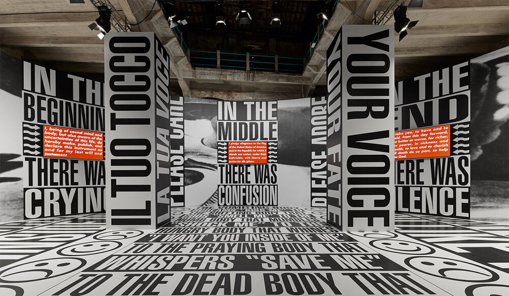 Barbara Kruger, installation view, 59th international art exhibition of La Biennale di Venezia, The Milk of Dreams, curated by Cecilia Alemani, 2022. photo by Maris Mezulis