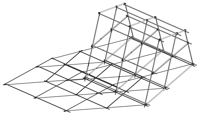 structural diagram: tube & clamp scaffolding used as load-bearing structure